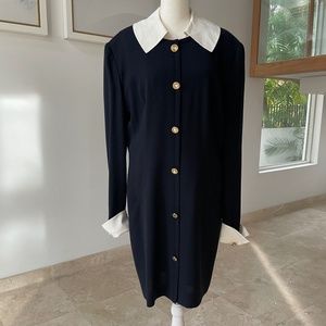 Escada by Margaretha Ley vintage navy blue mid length dress